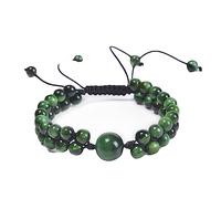 Bracelet Bijoux 6 mm Pierre Naturelle Deux Couches Tissées pour Elle et Lui, Bracelet Extensible, Excellent Cadeau pour Les Couples - 21 cm Robinetterie Domestique