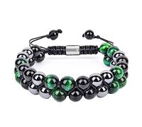Bracelet Bijoux 8 mm Oeil de Tigre Deux Couches pour Elle et Lui, Bracelets Perles et Extensions, Cadeau Couple pour Femme et Homme - 30 cm Robinetterie Domestique