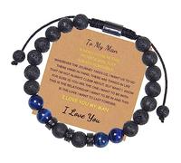 Bracelet Bijoux 8 mm Pierre Naturelle Tissée avec Carte À Mon Incroyable Petit Ami avec Carte Réglable pour Lui et Elle, Bracelet de Perles, Excellent Cadeau pour Femme - 30 cm Robinetterie Domestique