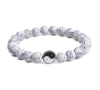 Bracelet Bijoux avec Pendentif Tai Chi Yin et Yang pour Elle et Lui, Bracelet Extensible en Pierre Naturelle 8 mm, pour Homme et Femme - 21,5 cm