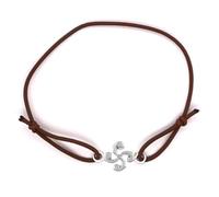 Bracelet - Bijoux Basques - Croix basque argent - Élastique marron - 18 cm - Femme