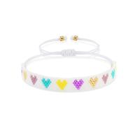 Bracelet Blanc Pour Femme, Motif CœUr, Cadeau Surfeur, Perles De Rocaille, RéGlable, Fait Main, Style BohèMe, éLéGant