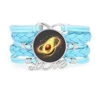 Bracelet Bleu À Breloques,Particule,Avocat,Fruit,Amour,Ajustable,Cuir Tres
