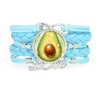 Bracelet Bleu En Cuir Tressé,Symbole D'Infini,D'Amitié Et D'Amour,Avec Un