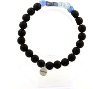 Bracelet bleu en kyanite du Brésil + perles d'onyx noires mates 8 mm