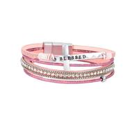Bracelet Bohème Multicouches pour Femmes Bracelet En Cuir Multicouche Perles et Strass Bracelet Manchette avec Boucle Magnétique Bracelets De Foi pour Hommes Bijoux Cadeaux Rose 19 5 Cm