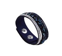 Bracelet Bohème Simple Cadeau Fête d'été Femme Mode Cristal Strass Bracelet Faux Cuir Bracelet pour Banquet Cadeau Date - Bleu Marine