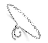 Bracelet Bolo à maillons en argent sterling 925 plaqué rhodium poli pour femme 1,8 mm