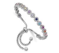 Bracelet bolo en argent sterling 925 plaqué rhodium coloré avec zircone cubique synthétique 6,61 mm pour femme