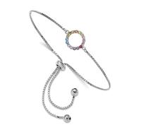 Bracelet Bolo en argent sterling 925 plaqué rhodium coloré CZ imitation diamant ouvert pour femme 9,95 mm