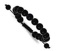 Bracelet Bolo réglable en perles d'onyx de 10 mm en polyester noir pour femme