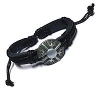 Bracelet Bouclier Viking en Cuir Noir rune nordique nordic celtique païen amulette cadeau anniversaire saint valentin bijou garçon fille fête des mères mamans pères papas