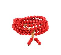 Bracelet Bouddhiste 108 Perles Rondes 8mm en Zinnober Rouge pour Femmes | Style Bouddhisme Chic, Usage Officiel et Quotidien, pour Amoureuses