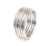 Bracelet Bouddhiste véritable jonc de temple Thaïlande avec Mantra porte bonheur - Feuille d'or véritable - Vendus en Lots de 3 ou 5, Bicolore et tressés à l'unité (S - 62mm, Argent - Lot de 5)