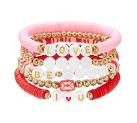 Bracelet Bracelet Connecté Mamie Breloques Anneaux Women Love Heart Stackable Charm Bracelets Clay Bead Bracelet Holiday Accessories Jewelry Cadeau Bracelet Bijoux Rhodonite Bracelet (A, One Size)