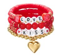 Bracelet Bracelet Connecté Mamie Breloques Anneaux Women Love Heart Stackable Charm Bracelets Clay Bead Bracelet Holiday Accessories Jewelry Cadeau Bracelet Bijoux Rhodonite Bracelet (D, One Size)