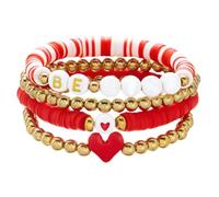 Bracelet Bracelet Connecté Mamie Breloques Anneaux Women Love Heart Stackable Charm Bracelets Clay Bead Bracelet Holiday Accessories Jewelry Cadeau Bracelet Bijoux Rhodonite Bracelet (B, One Size)