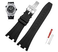 Bracelet bracelet de bracelet en caoutchouc en caoutchouc en silicone noir de 28 mm à 28 mm pour courroie de la bande de montre de chêne royal AP Royal 40 mm 42 mm