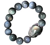 Bracelet, Bracelet de Richesse Oeil Arc-en-Ciel Bracelet Obsidienne Grosse Tête Renard Dieu Porte-Bonheur Bracelet en Cristal Chakra Quartz Amulette Talisman pour Amour Mariage Argent Chance