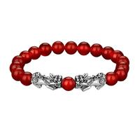 Bracelet, Bracelet d'équilibre en perles de grenat rouge et noir, talisman for la prospérité, l'argent chance, 7(18)