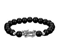 Bracelet, Bracelet d'équilibre en perles de grenat rouge et noir, talisman for la prospérité, l'argent chance, 7(11)