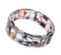 Bracelet Bracelet en Perles de Cristal Rectangle de Pierres précieuses de Quartz fantôme coloré Naturel en Gros (Color : As Shown)