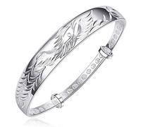 Bracelet, Bracelet personnalisé, Bracelet en Argent 925 Vintage Carve Phoenix Bracelet de Manchette réglable Bracelet d'amitié Dames Bijoux en Argent Cadeaux d'anniversaire for Sœurs Amies Couples Mam