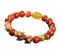 Bracelet, Bracelet Pixiu/Piyao en agates naturelles à changement de couleur, perles rouges, protection, Reiki, méditation, bracelet amulette ajustable, bijou, cadeau, B(D)