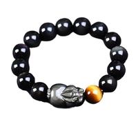 Bracelet, Bracelet porte-bonheur for homme, symbole de richesse et prospérité, bijou métaphysique, 8 mm(Obsidian-12mm)