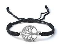 Bracelet Bresilien,Bracelet D'Amitié Réglable Vintage Arbre De Vie Pendentif Noir Bracelet Tissé Boho Tibétain Été Bracelets Bijoux De Charme Pour Femme Homme Cadeau