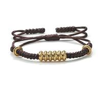 Bracelet Bresilien,Bracelet Réglable Vintage Pendentif Doré Fait À La Main Marron Tissé Bracelet Style National Tibétain Plage Bracelet Charme Bracelets Pour Femme Homme Bijoux Porte-Bonheur