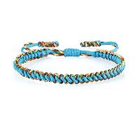 Bracelet Bresilien, Bracelets Ethniques Tressés À La Main Corde Tissée Chanceux Multicolore Bleu Réglable Bracelets De Charme Populaire pour Femmes Hommes Cadeau De Festival