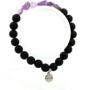 Bracelet brésilien en améthyste + perles d'onyx noires mates 8 mm