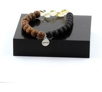 Bracelet brésilien en citrine + perles d'onyx noires mates + bois 8 mm