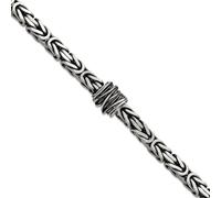 Bracelet byzantin en argent sterling 925 oxydé brossé pour homme 10,1 mm 22 cm