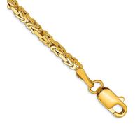 Bracelet byzantin en or jaune massif 10 carats de 2 mm à maillons de 18 cm pour homme et femme