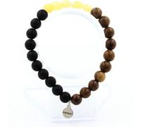 Bracelet Calcite jaune du Royaume-Uni + perles d'onyx noires mates + bois 8 mm