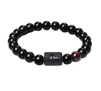 Bracelet Capricorne En Pierre D'Onyx Noir Naturel 12 Constellations Du Zodiaque Pour Femmes, Signes De Constellation, Bracelet Élastique En Pierres Précieuses De Chakra Pour Hommes, Bijoux D'Horos