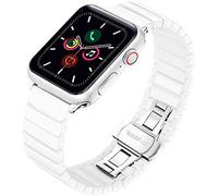 Bracelet Céramique Apple Watch 42mm/41mm, 1 lien, Blanc | MaKTech, 316L Fermoir Acier Inoxydable, Lisse et Durable, pour Apple Watch Series 12/11/10 42mm, 9/8/7 41mm, SE 3/2/1 40mm