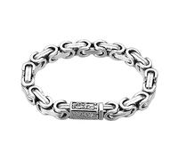 Bracelet chaîne byzantin carrée en argent sterling 925 massif avec fermoir à bouton-poussoir dragon pour hommes garçons 7mm 18cm