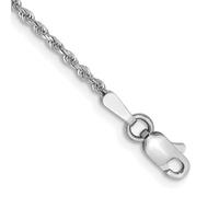 Bracelet chaîne en or blanc 10 carats de 1,5 mm avec maillons de 20 cm pour homme et femme