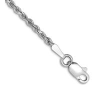 Bracelet chaîne en or blanc 10 carats de 1,75 mm avec maillons de 20 cm pour homme et femme