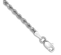 Bracelet chaîne en or blanc 10 carats de 2,25 mm avec maillons de 20 cm pour homme et femme