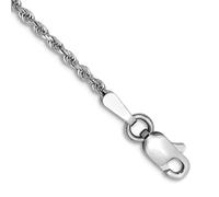 Bracelet chaîne en or blanc massif 14 carats de 1,5 mm coupe D 20 cm pour homme et femme