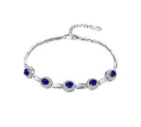 Bracelet chaîne en Or Rose Rubis, Barre et Lien Halo avec chaîne de Bracelet Rubis et Saphir 1,35 CT pour Femme 16,5 + 2,5 cm