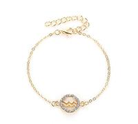 Bracelet Chaîne Pendentif Zodiaque en Zircone Cubique - Bracelet Creux Rond Polyvalent - Constellation du Zodiaque Horoscope Bijoux D'Astrologie Céleste - Cadeau Femme Homme, Verseau, 23,5 Cm