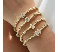Bracelet chaîne réglable avec pendentif lettre en zircone classique et mode, bracelet initial de luxe A-Z, bijou cadeau pour femmes L,M,S,H,A,T,O,X,B,C,D,E,F,G,I,J,K,N,P,Q,R,U,V,W,Y,ZCuivre