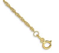 Bracelet chaîne Singapour en or jaune massif 10 carats 1,4 mm 23 cm pour homme et femme