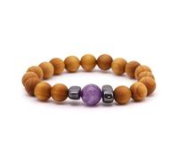 Bracelet chakra du troisième il en bois de cèdre avec améthyste- Vendu par 1