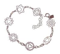 Bracelet Chakra en argent sterling 925, 17,5 cm. Couronne, Gorge, Troisième œil, Cœur, Sacrum, Racine
